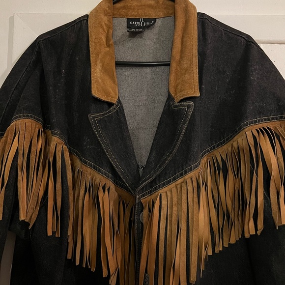 Black denim and fringe jacket - Picture 2 of 4